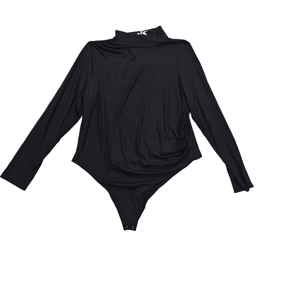 NWT Good American Bodysuit Womens Sz 7 4XL Black Stretch Jersey Mock Neck GB0229